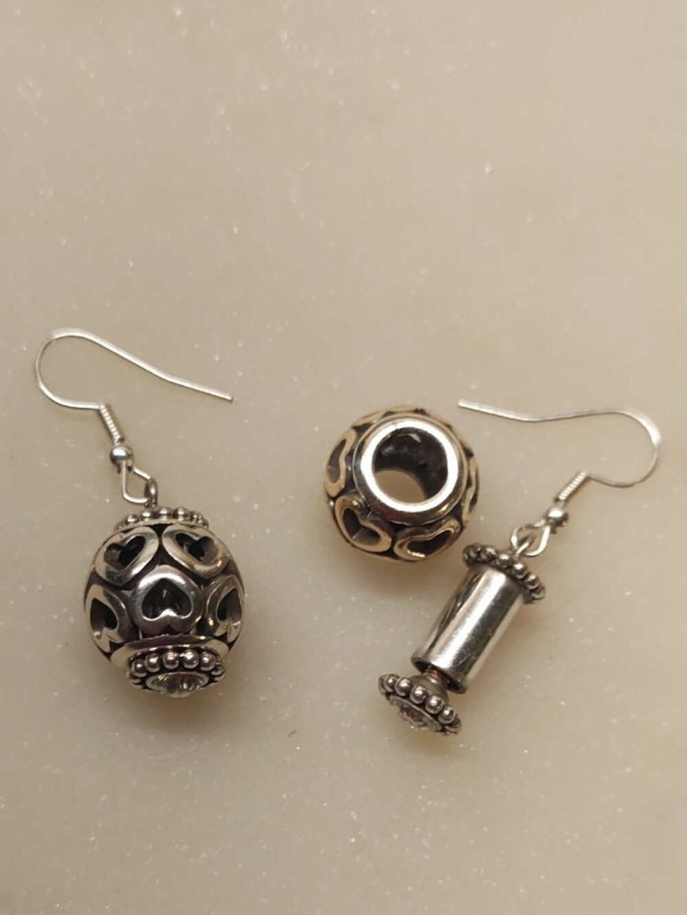 Brighton Glimmer Twist Interchangable Earrings with Hearts Cut Out Silver Beads